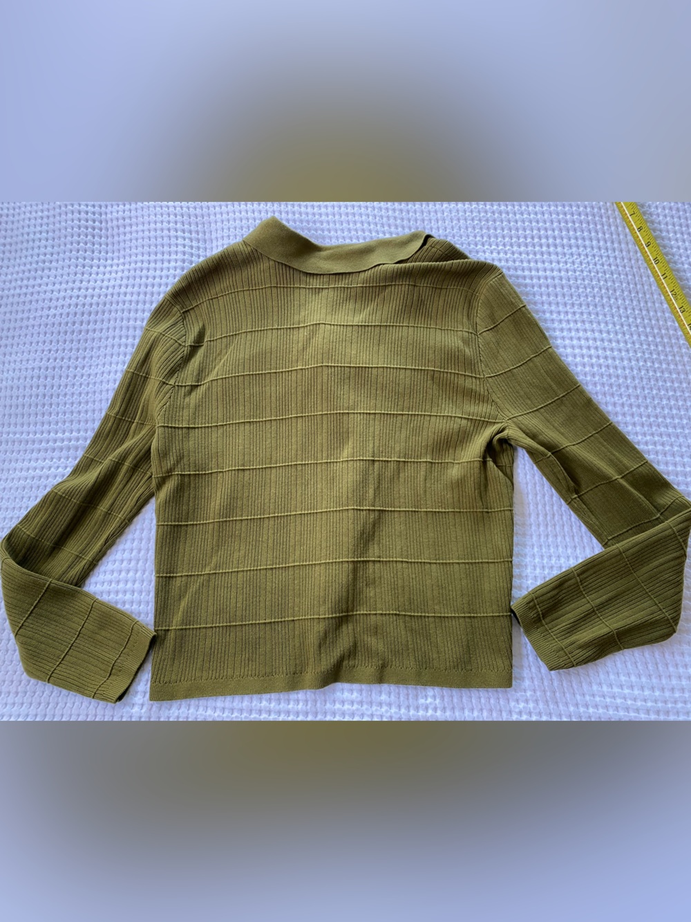 Cabi Exec Cardigan #4470 Olive Green Ribbed Button-Up Cardigan - Picture 14 of 14